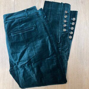 Anthropologie 'The Essential Slim' Emerald Green Velvet Ankle Pants